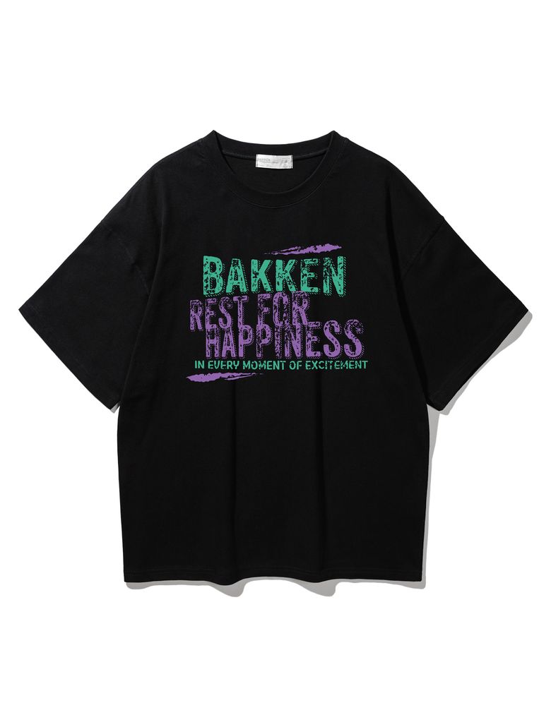 Mixed-color Typography 반팔티셔츠 BK3986_블랙