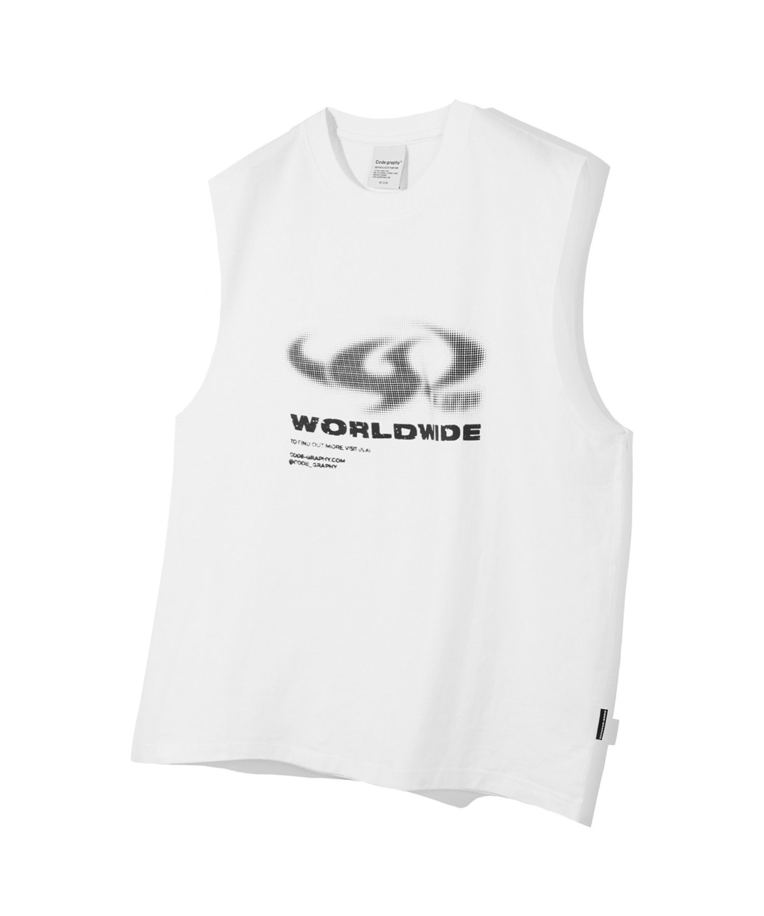 ★codegraphy★ Overfit ARC Logo Sleeveless White CBDUUTX001W MUSINSA | Codegraphy Overfit ARC logo sleeveless_white