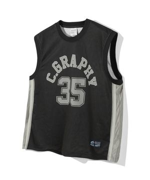 C.GRAPHY 메쉬 져지 슬리브리스_블랙