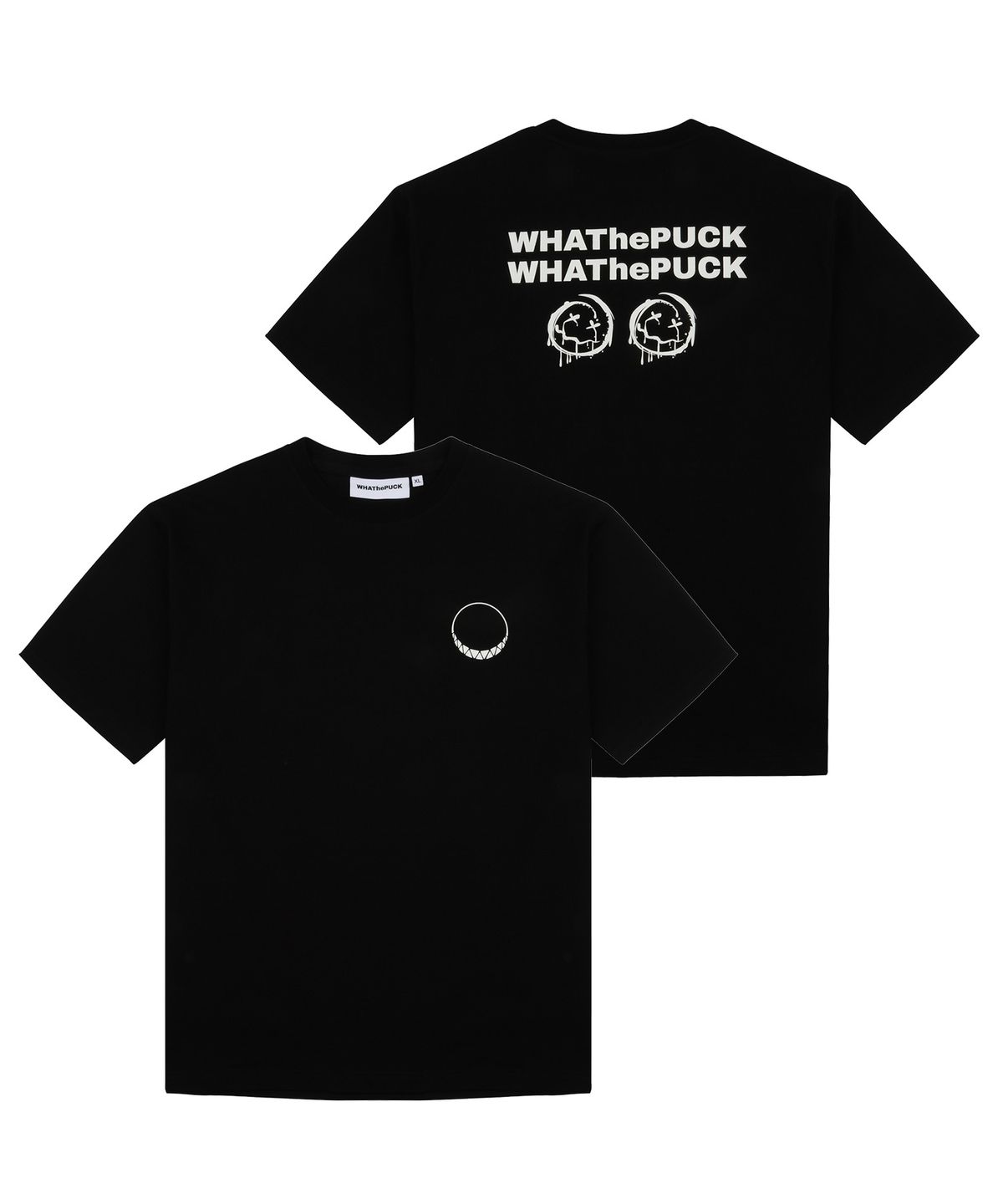 왓더퍽(WHATHEPUCK) W 로고 스마일 x 2 티셔츠 블랙