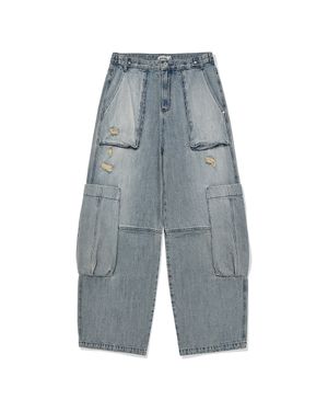 Blunt denim fatigue pants / Washed blue