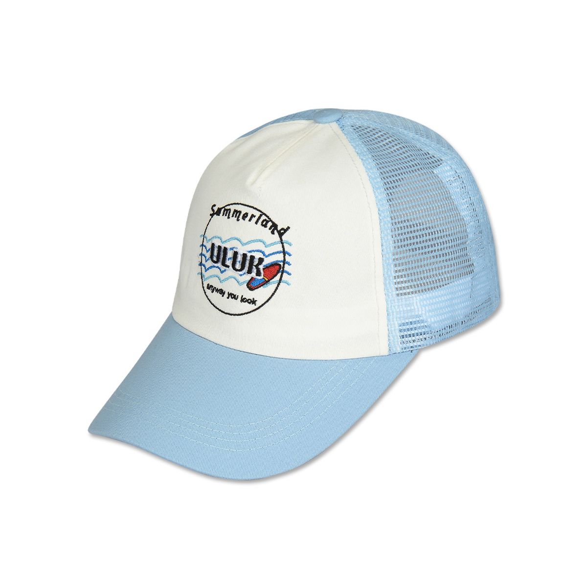유룩(ULUK) 썸머랜드 자수 매쉬 볼캡_Sky blue
