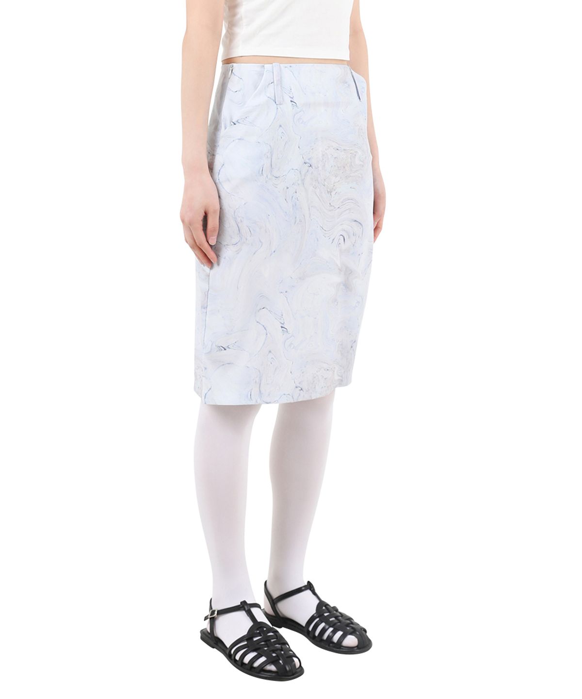 카타르시스(KATHARSIS) 패턴 미디움 스커트 스카이블루 ONE SIZE