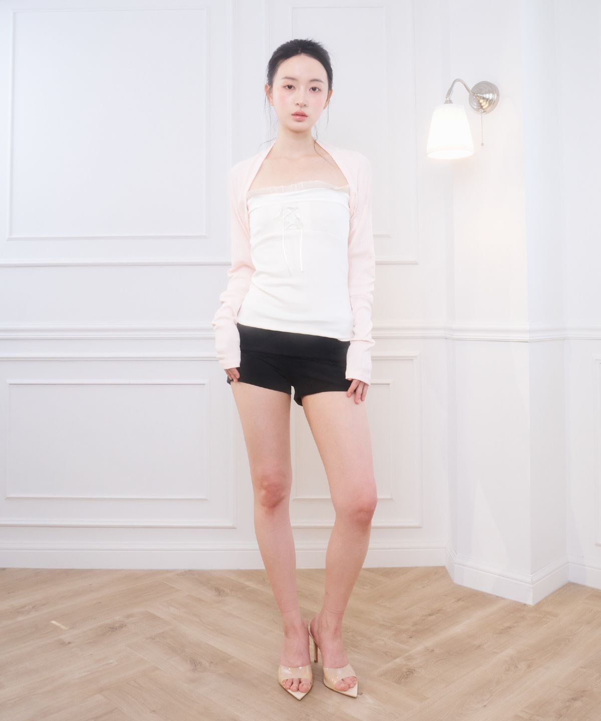 벨리아르(BELLIALEU) COTTON BASIC BOLERO-BABY PINK