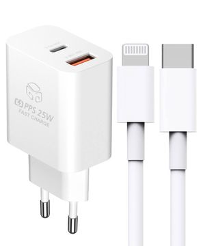 25W PD3.0 PPS 2포트 멀티 초고속 충전기 (C to 8 케이블 포함)