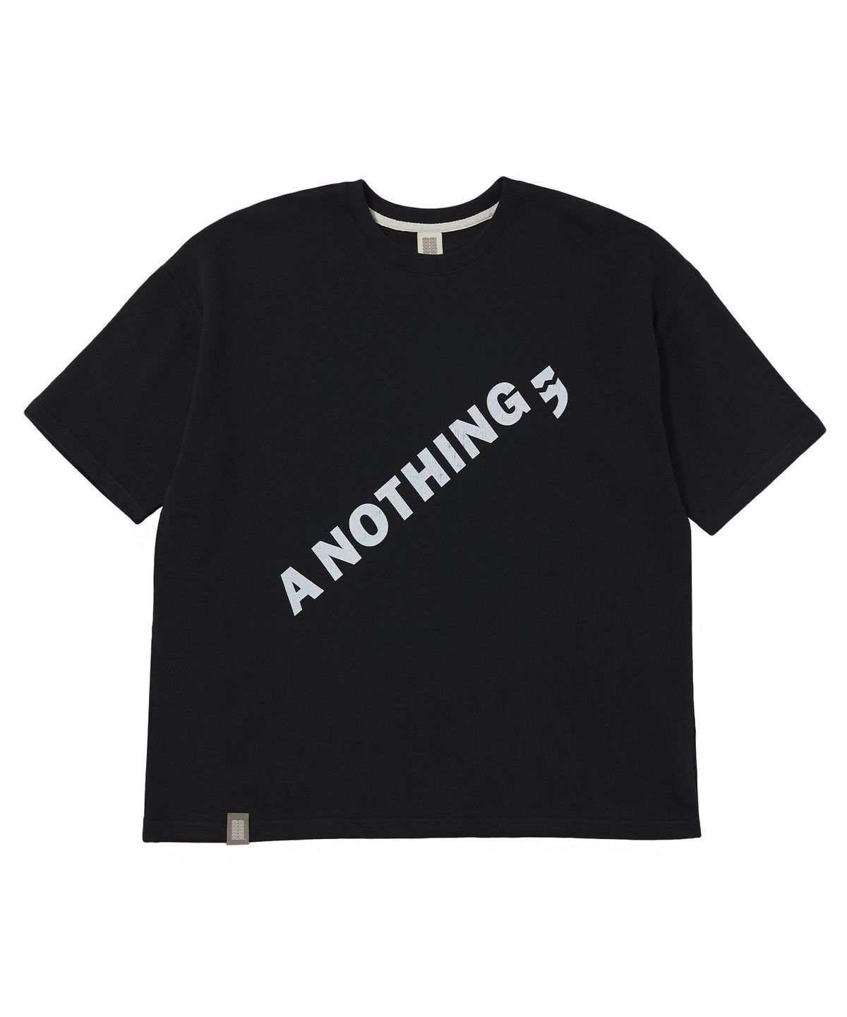 어낫띵(A NOTHING) DIAGONAL PIN-KNIT 1/2 BOX TEE (Black)