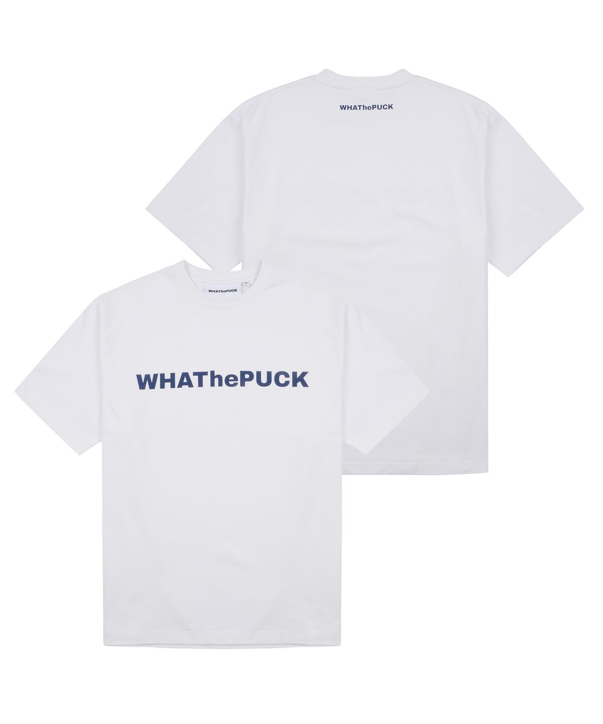 왓더퍽(WHATHEPUCK) W 로고 베이직 티셔츠 네이비 화이트