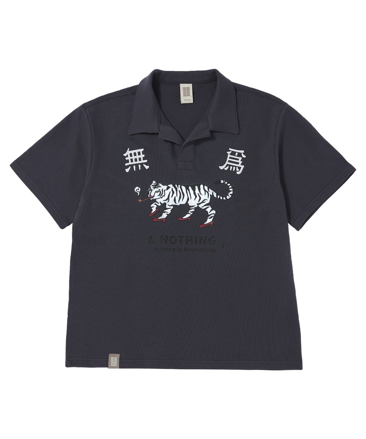 어낫띵(A NOTHING) MU-WI PIN-KNIT 1/2 COLLAR-TEE (Charcoal)