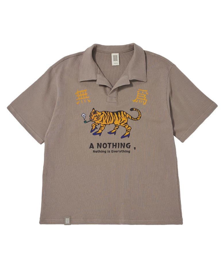 MU-WI PIN-KNIT 1/2 COLLAR-TEE (Beige)