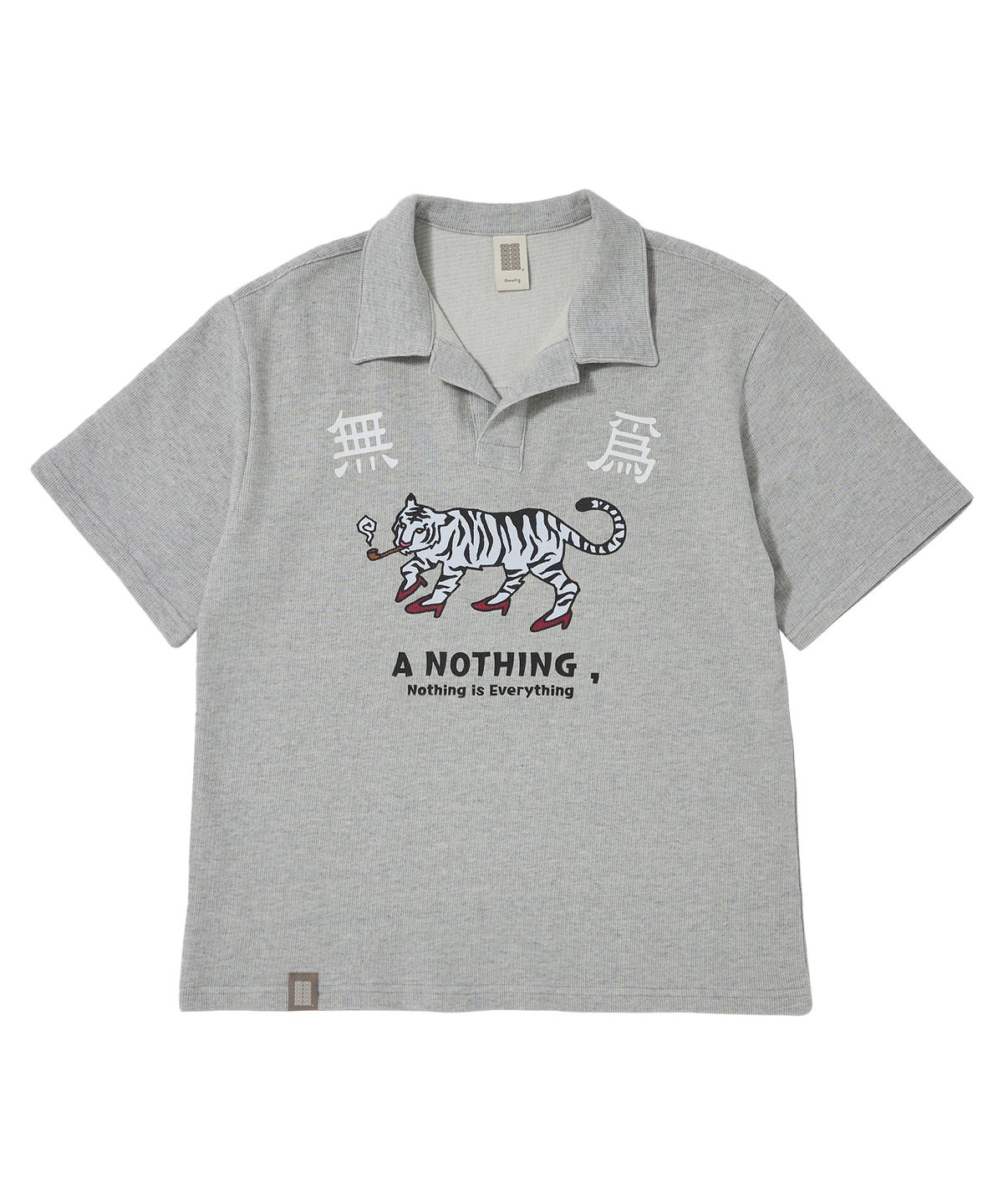어낫띵(A NOTHING) MU-WI PIN-KNIT 1/2 COLLAR-TEE (Gray)