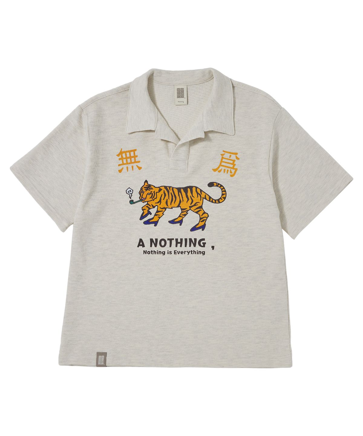 어낫띵(A NOTHING) MU-WI PIN-KNIT 1/2 COLLAR-TEE (Oatmeal)