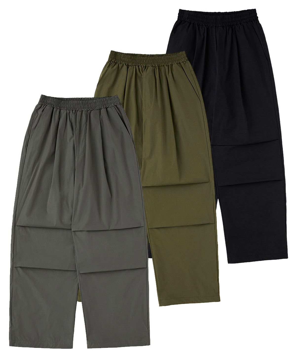 어반에이지(URBANAGE) [2PACK] Waterproof 원턱 파라슈트 와이드 팬츠 (3COLOR)