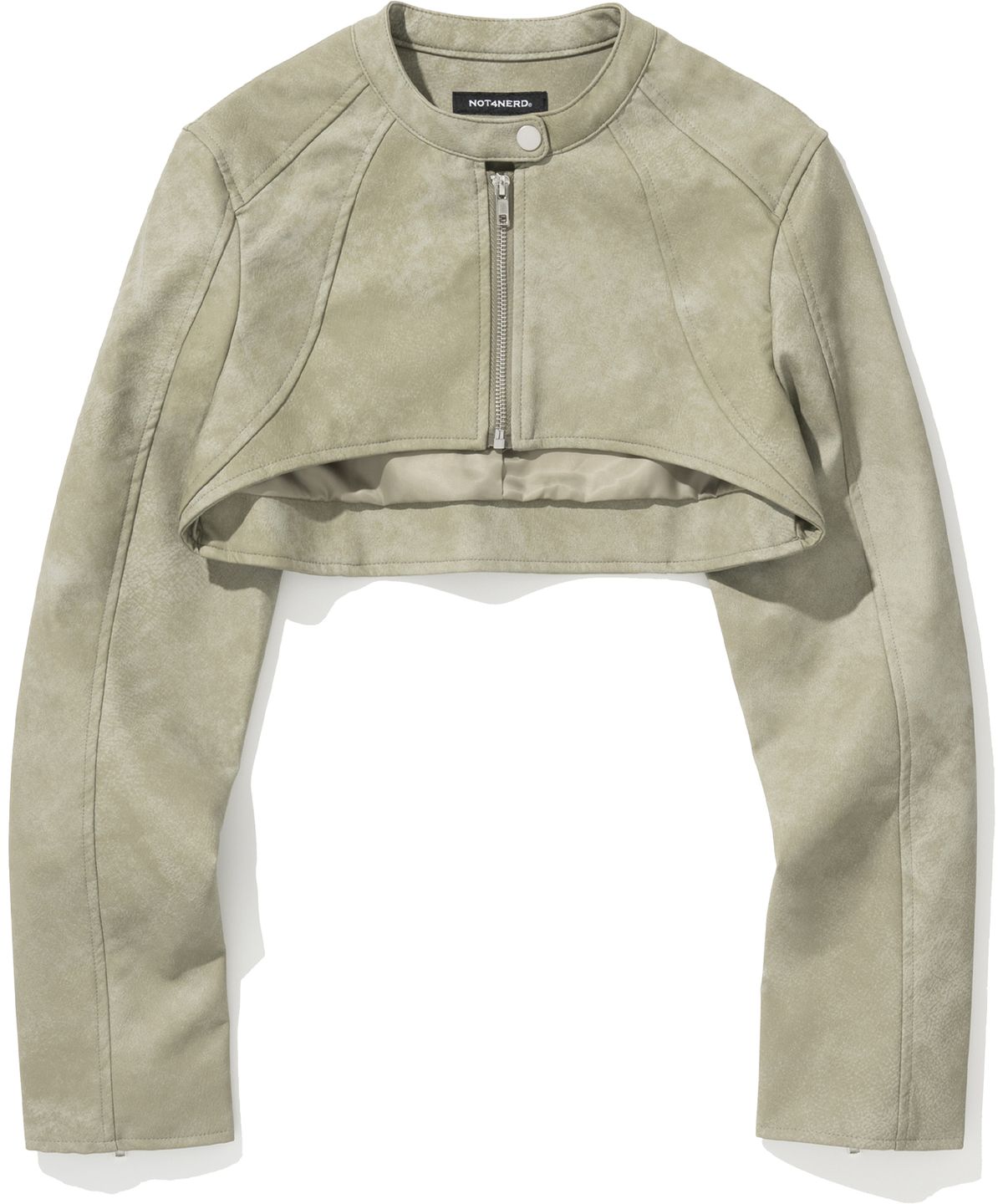 낫포너드(NOT4NERD) W Vintage Cropped Leather Jacket - Light Khaki