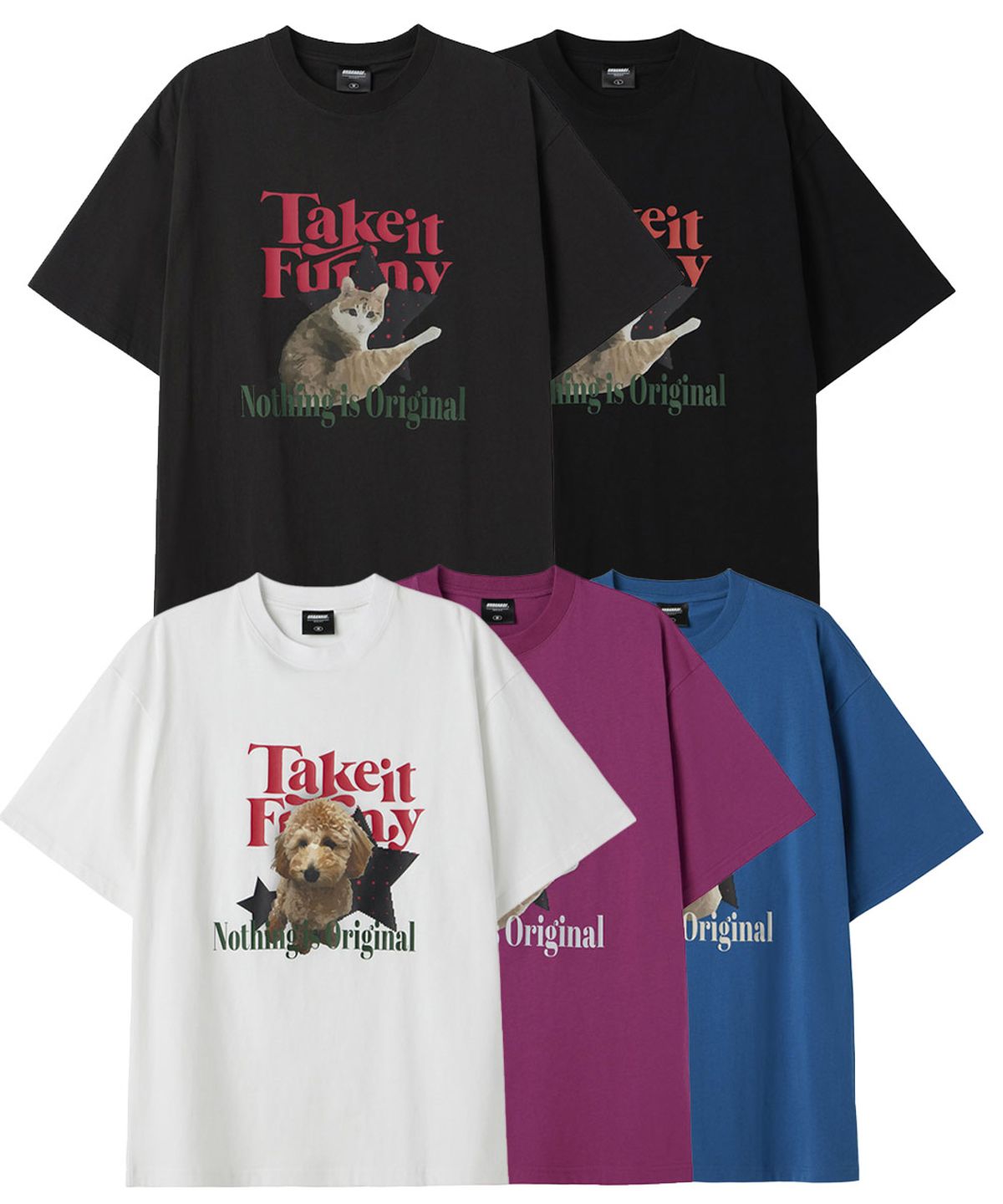 어반에이지(URBANAGE) [2PACK] Take it Funny Pet 오버 반팔 (5COLOR)