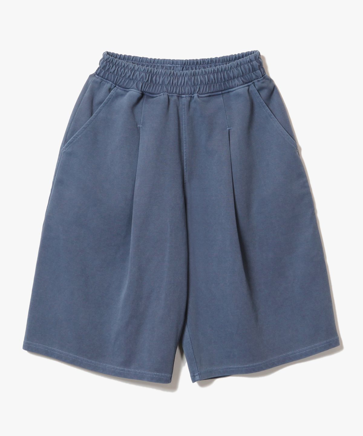 제로(XERO) Deep One Tuck Pigment Sweat Shorts [Blue]
