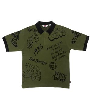 WHITE LABEL SCRIBBLE KNIT POLO GREEN