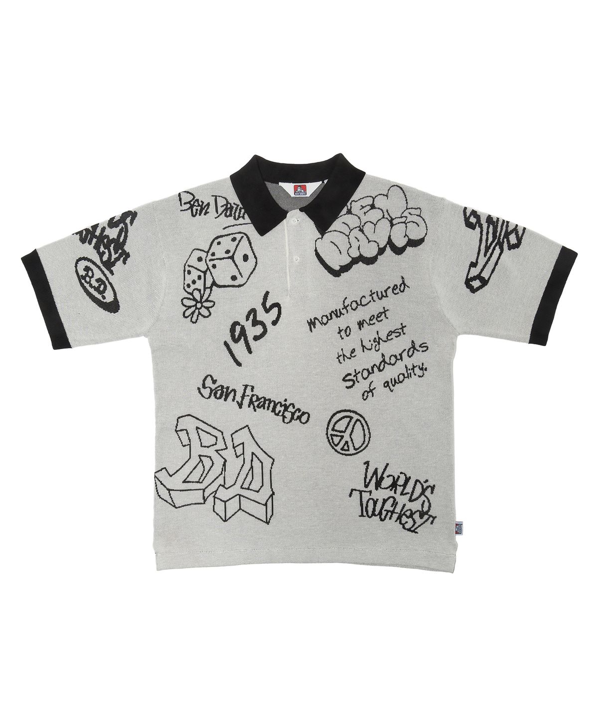 벤 데이비스(BEN DAVIS) WHITE LABEL SCRIBBLE KNIT POLO OFF WHITE