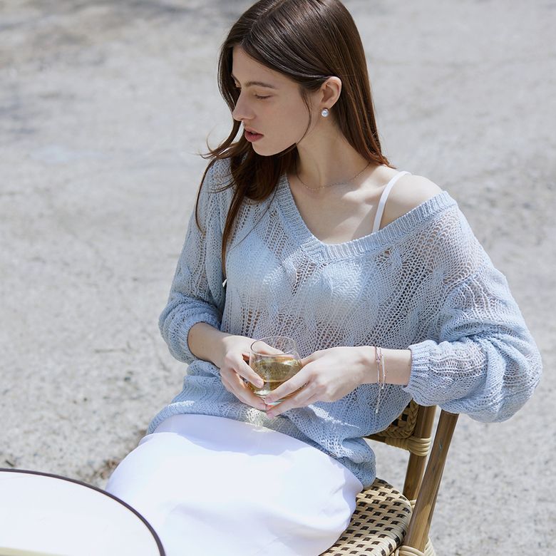 V neck twist layered summer knit - sora