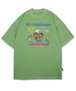 동네친구들 피그먼트 오버핏 반팔티셔츠 그린