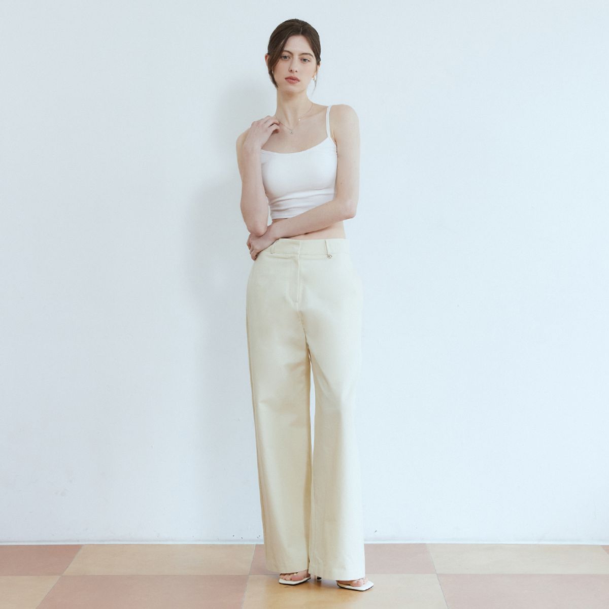 어다울(ADAUL) Clear summer cotton wide pants - creambeige