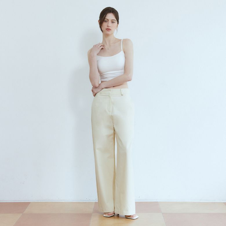 Clear summer cotton wide pants - creambeige
