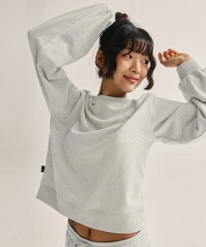 WW 퍼프 슬리브 크롭 스웨트 셔츠[오트밀]