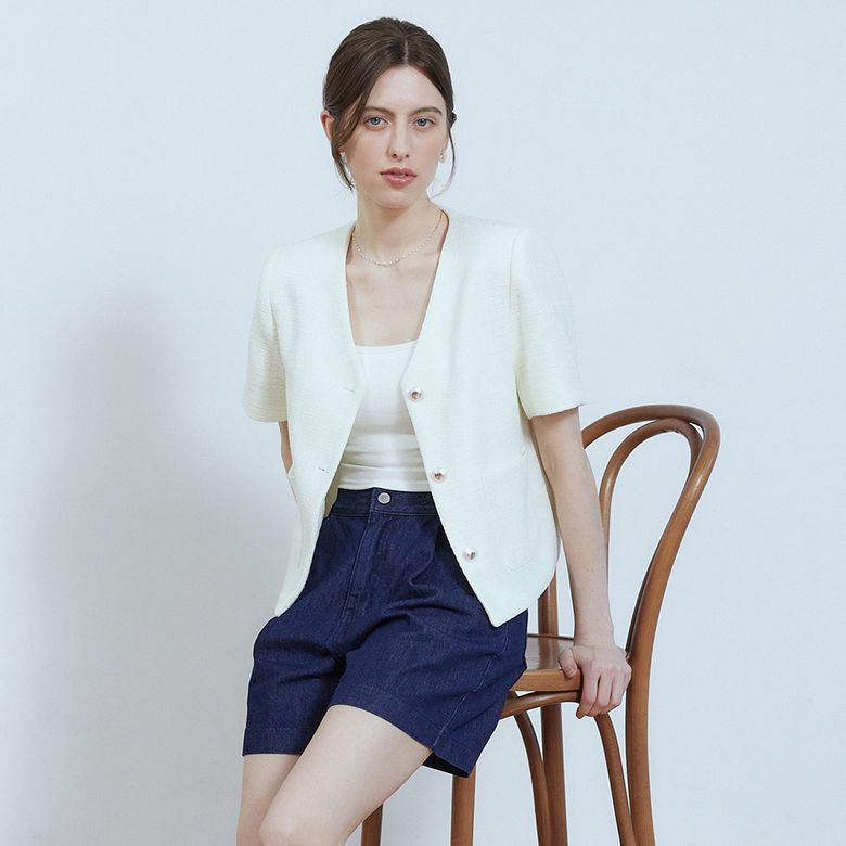 Rorn half sleeve tweed jacket - limewhite
