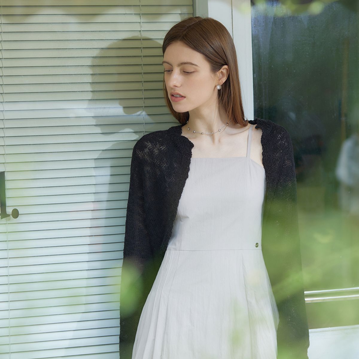 어다울(ADAUL) Square neck pintuck sleeveless long dress - khaki