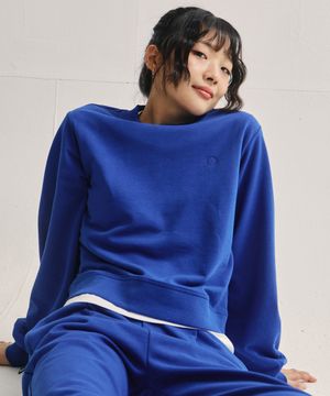 WW 퍼프 슬리브 크롭 스웨트 셔츠[울트라마린]