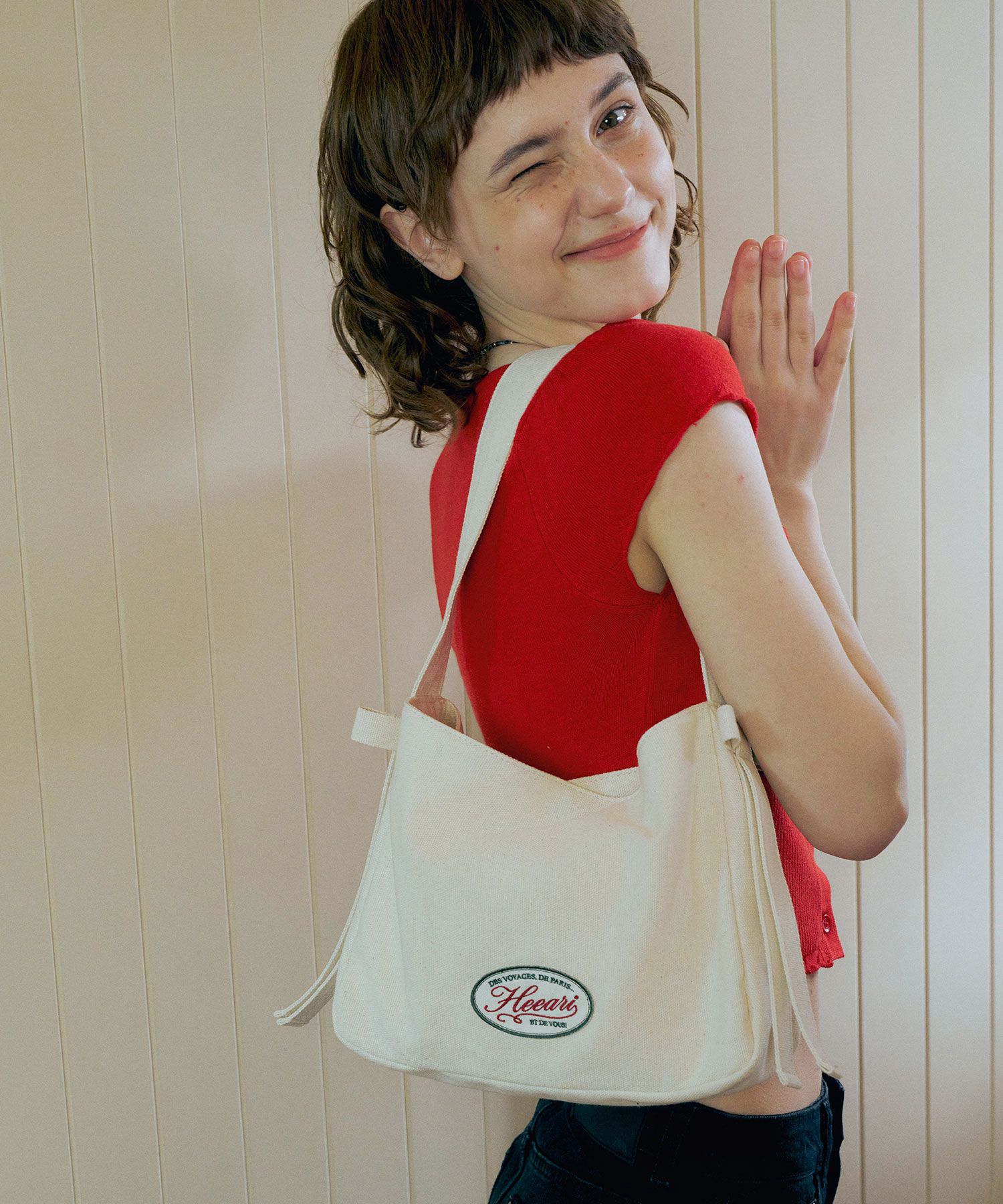 MUSINSA公式 | HEEARI Lily Ribbon Tote Bag_Ivory