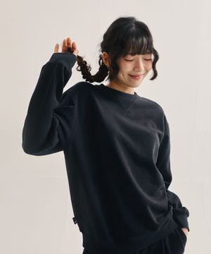 WW 커버 스티치 스웨트 셔츠[네이비 블랙]