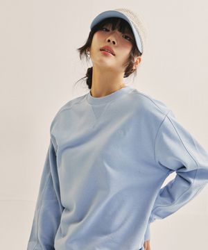 WW 커버 스티치 스웨트 셔츠[스카이블루]