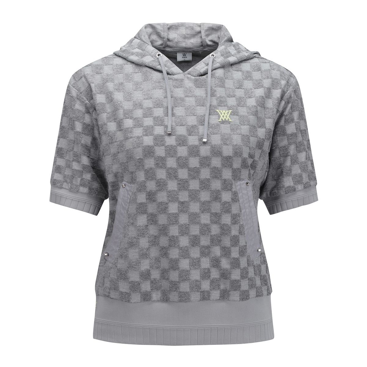 어뉴골프(ANEW GOLF) WOMEN TERRY CHECK BOARD HOODIE SHORT T-SHIRT_GR