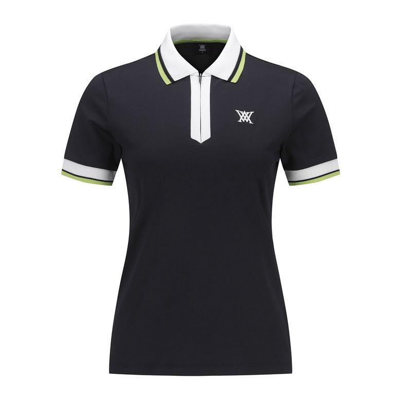 WOMEN ZIPPER POINT SHORT T-SHIRT_BK