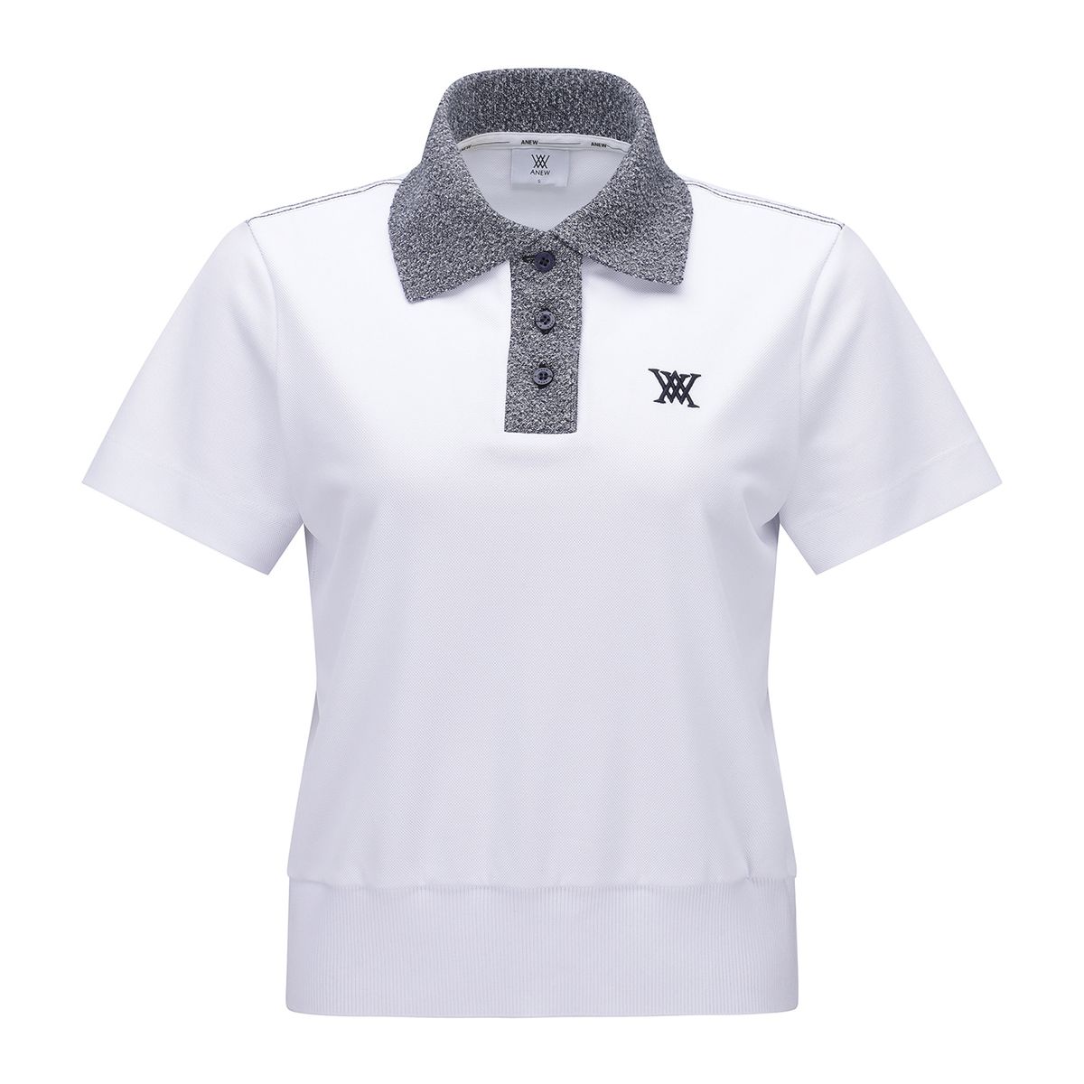 어뉴골프(ANEW GOLF) WOMEN KNIT COLLAR LOOSE SHORT T-SHIRT_WH