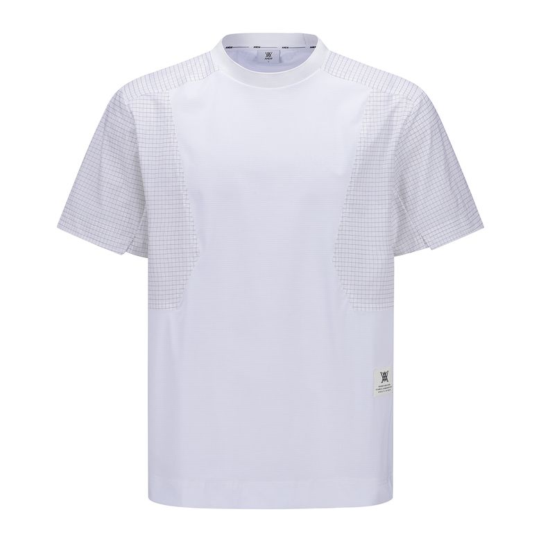 MEN WOVEN SLEEVE CREW NECK_WH