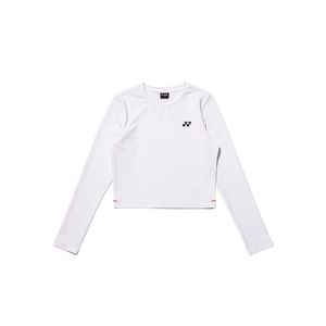 245TL003F 화이트 여성용 바텍 디자인 포인트 크롭 긴팔 티셔츠