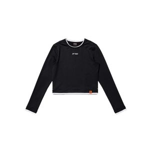 245TL004F 미드나이트 블랙 여성용 레이어드 스타일 크롭 긴팔 티셔츠