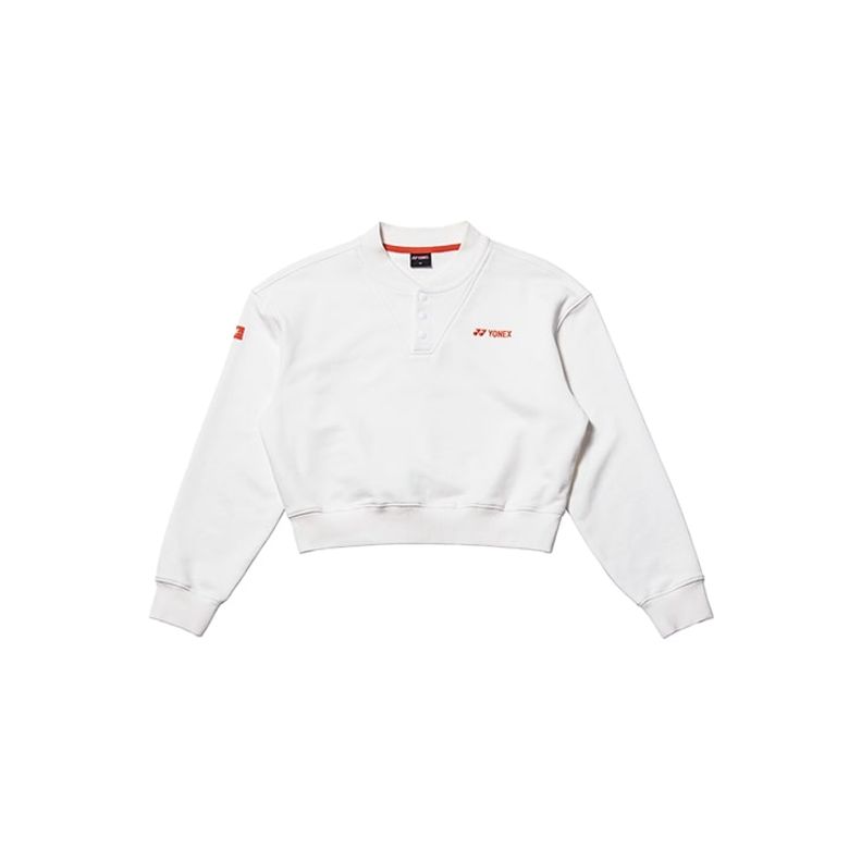 245TL006F 화이트 여성용 크롭 맨투맨 티셔츠