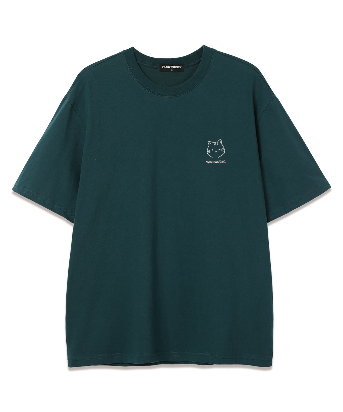 밴웍스(VANNWORKS) 야옹이 오버핏 반팔 티셔츠 (VNDTS214) 그린