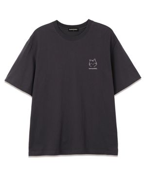 야옹이 오버핏 반팔 티셔츠 (VNDTS214) 차콜