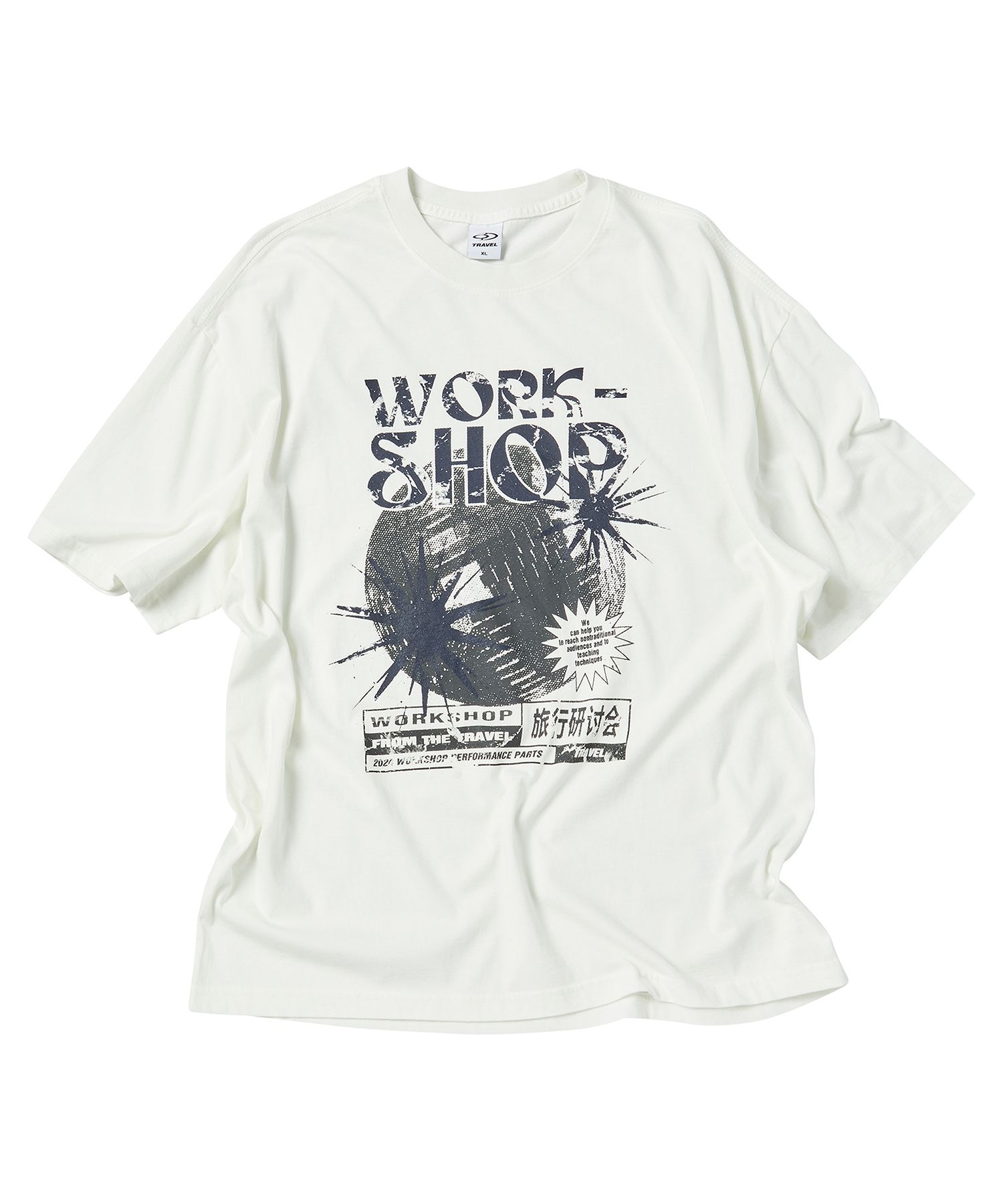 ★TRAVEL★ Athlete Pigment Short Sleeve T-Shirt Cream ☆TRAVEL☆ Athlete Pigment Short Sleeve T-Shirt Cream