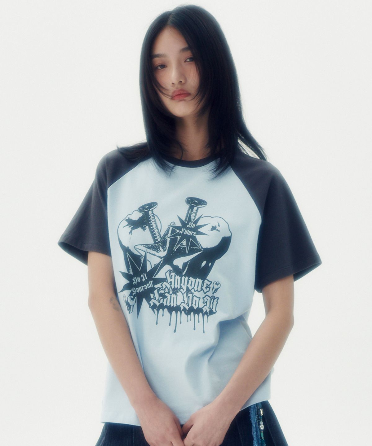 러닝하이(RUNNINGHIGH) 투쓰 래글런 H/S 티 [스카이 블루]