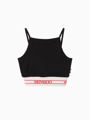 MENASOO KNIT STRAP SLEEVELESS TOP_BLACK