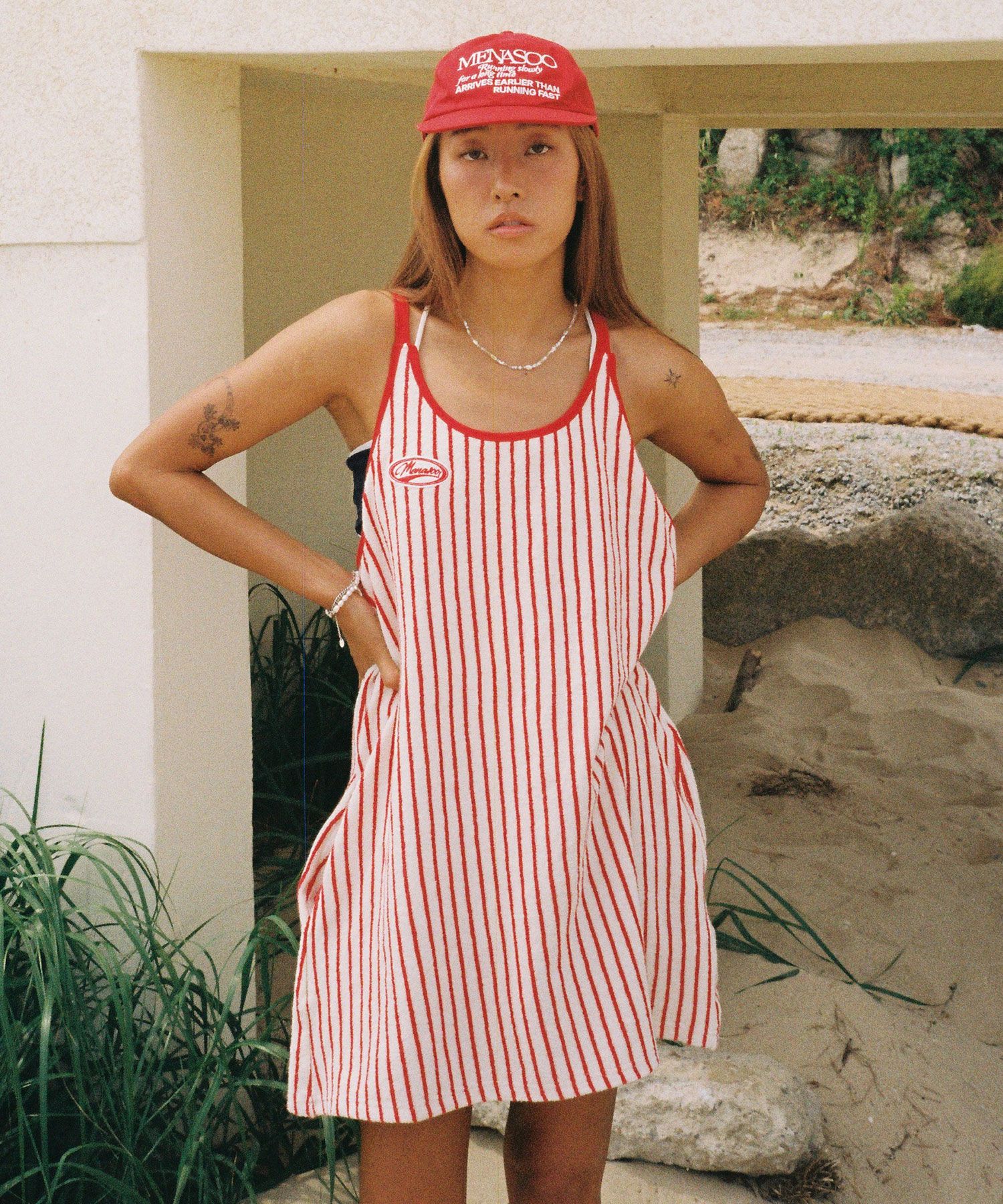 ワンピース MENASOO SUMMER STRIPE TERRY STRAP ONEPIECEGRAY MUSINSA | MENASOO MENASOO SUMMER STRIPE TERRY STRAP