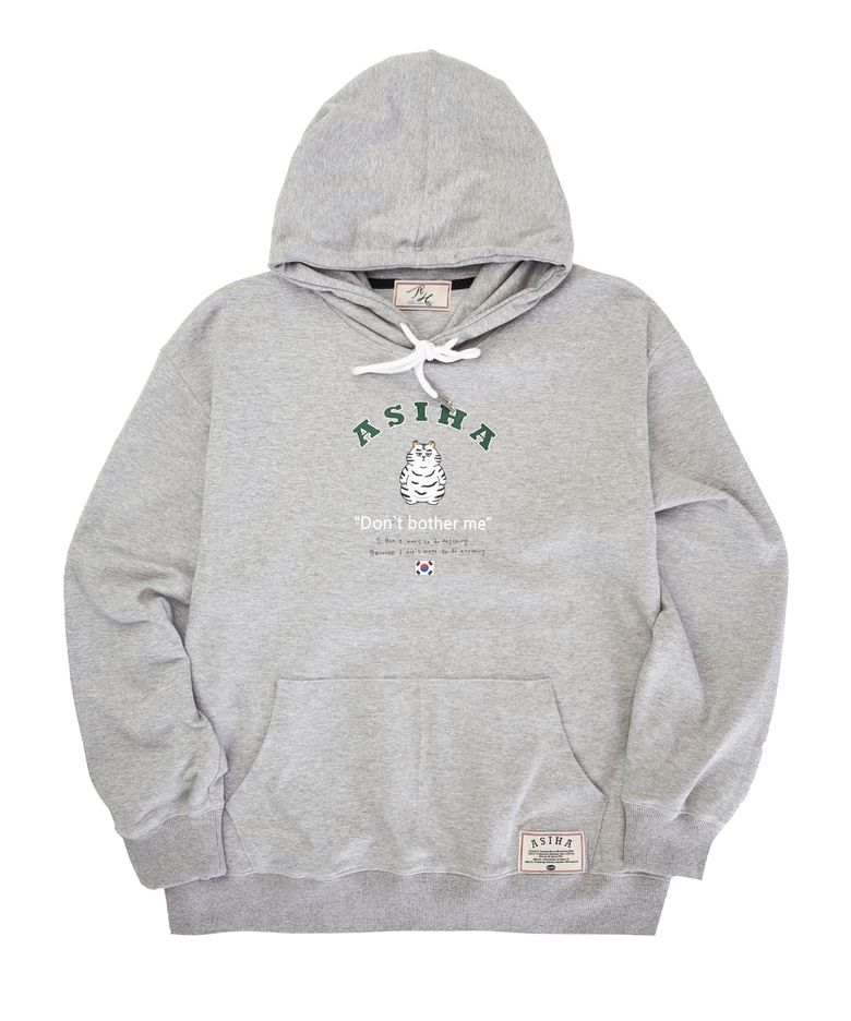 AH24 04HGY LAZY TG HOODIE 아시하 귀찮은 호랑이 후디 GRAY