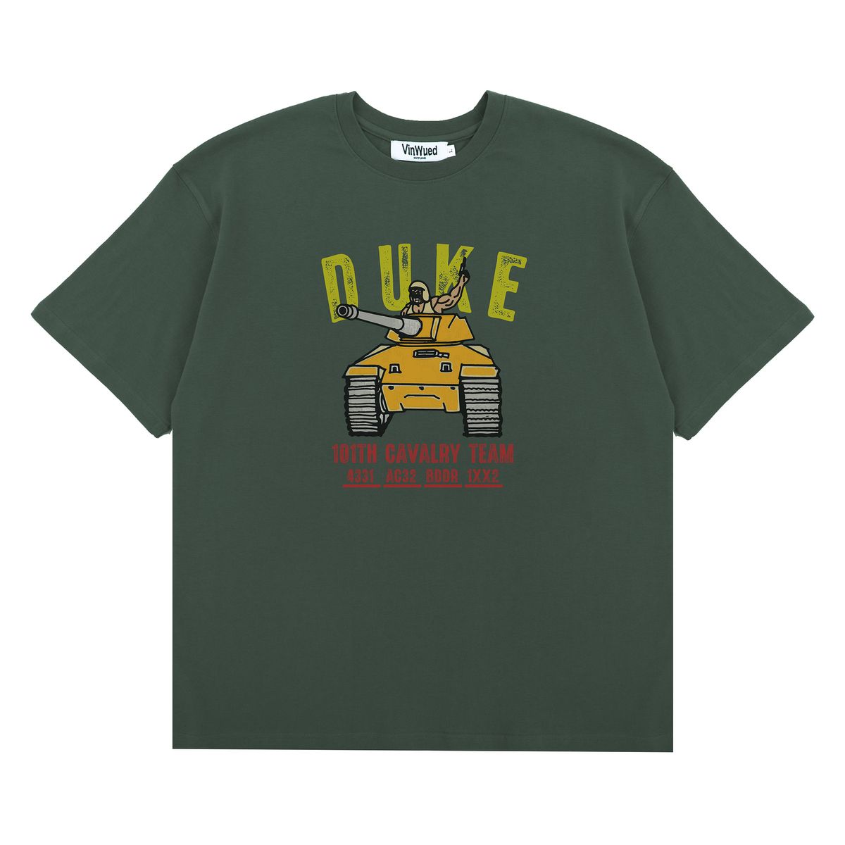 빈웨드(VINWUED) Duke 101TH Cavalry Team 딥그린 세미오버핏 티셔츠