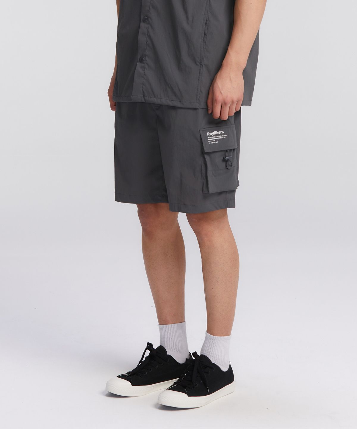 레이피커스(RAYFIKERS) 더블 스트링 카고 쇼츠  DARK GREY (MO2PU383-073)