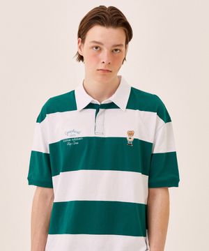 스트라이프 레트로베어 카라 반팔티 GREEN (LO2TU342-045)