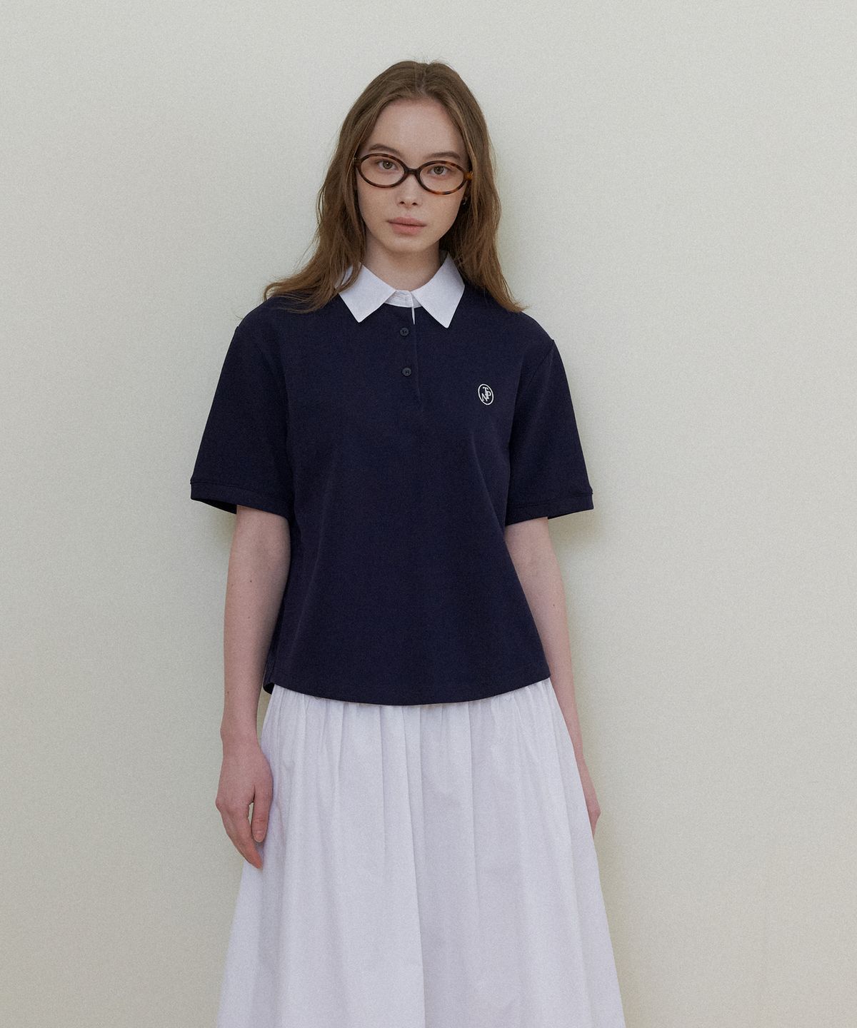 더페니(THE PENNY) PIGUE HAIF TEE - Navy